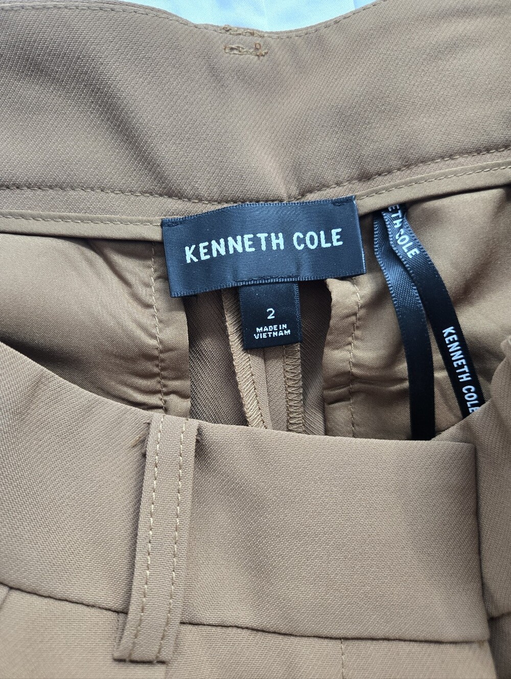 Kenneth Cole Wide-Leg High-Waist Camel Tan Trousers - Picture 7 of 8